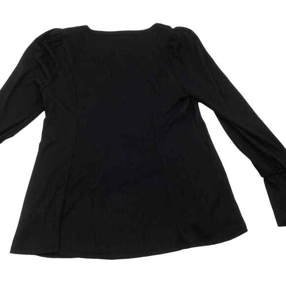 Status By Cheanult Women’s Black Puff Shoulder Long Sleeve Top Size M NWOT - Picture 13 of 16